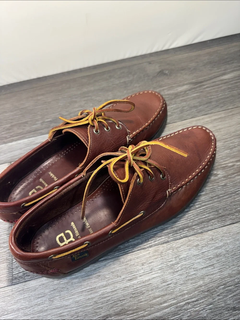 Allen Edmonds Brown Leather Boat Shoes men’s SZ 12 (h181)